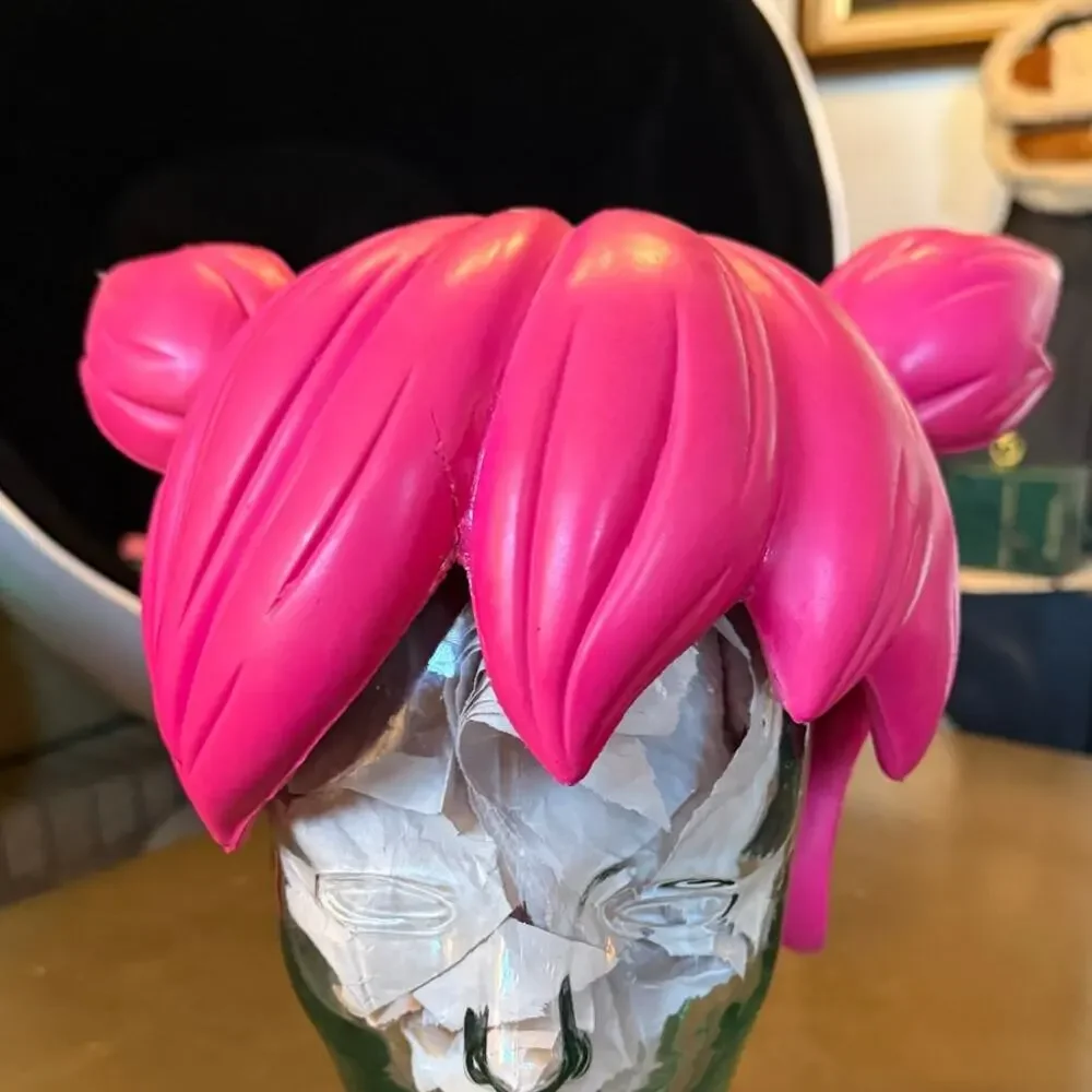 Vintage WIGGIN OUT Hot Pink Foam Pigtails Wig Costume Cosplay Anime Girl